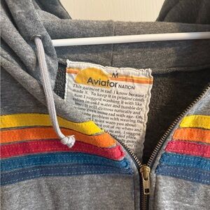 Aviator Nation 5 Stripe zip up hoodie